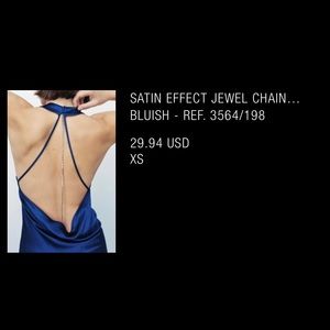 Zara blue silky dress with Diamond back chain design